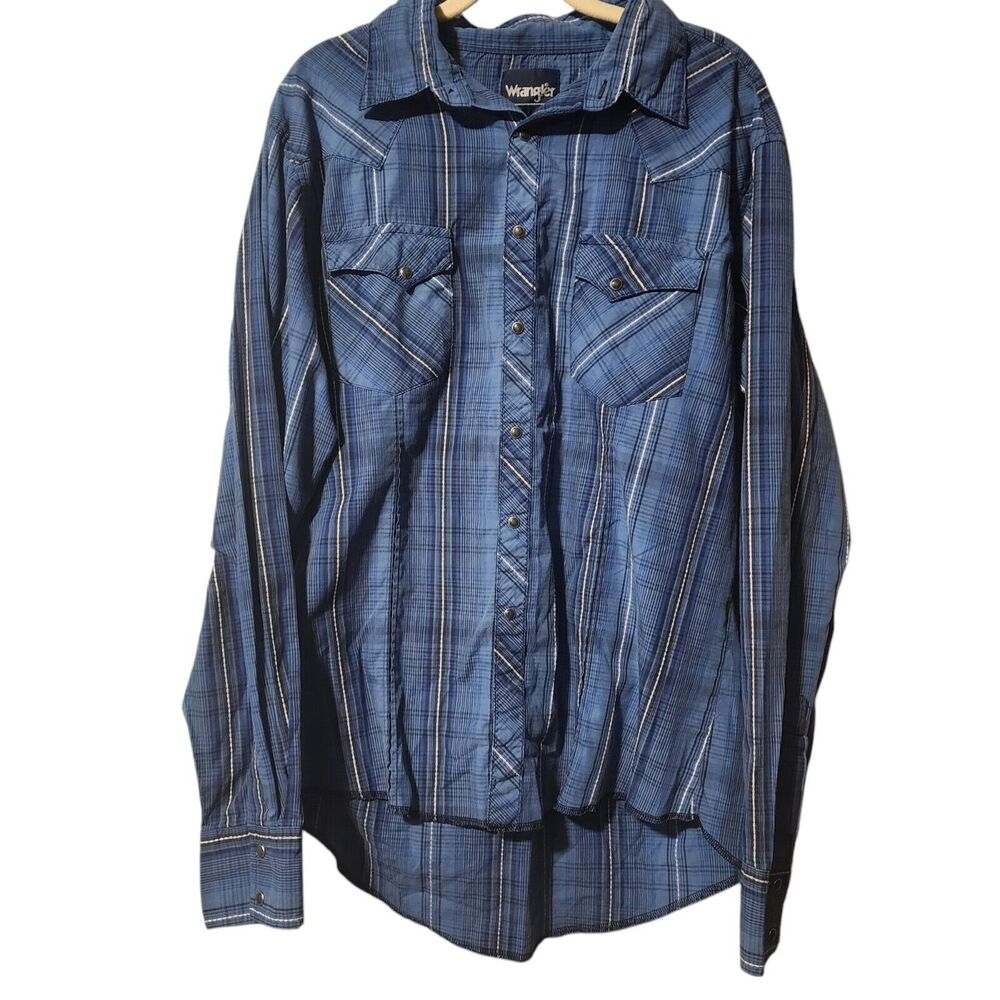 Wrangler Pearl Snap Western Button Down Long Sleeve Shirt Med See Measurements